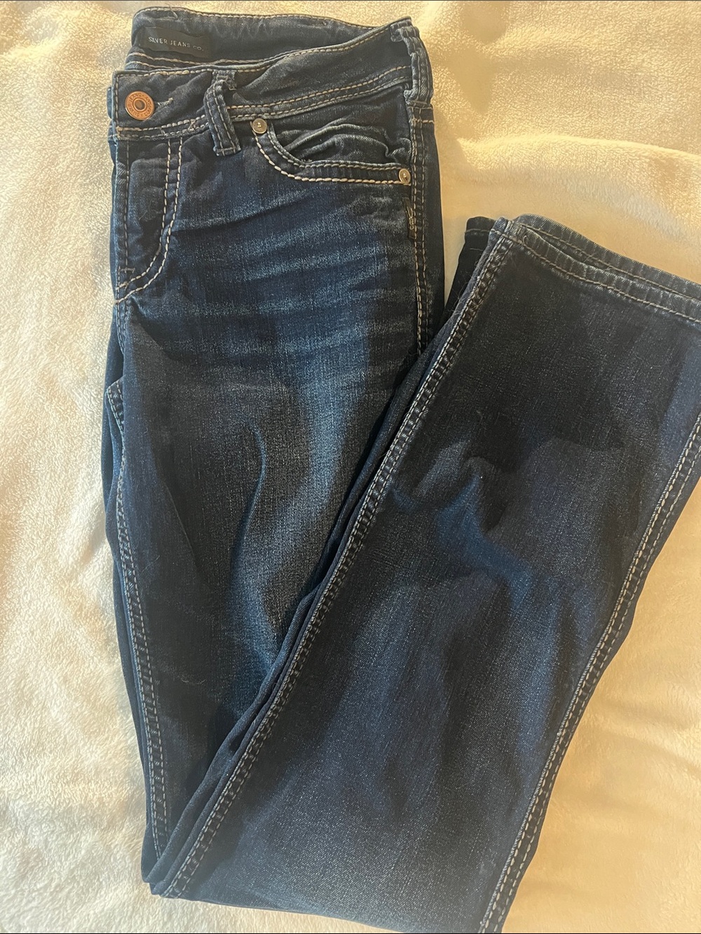 Silver Jeans Navy Blue Denim Jeans with Contrast Stitching